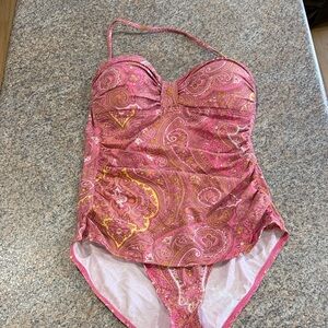 Tommy Bahama Paisley Bandeau  Pink Piece Swimsuit-size 8* check measurements
